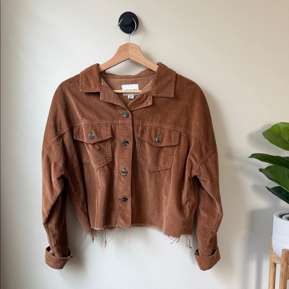 American Eagle Outfitters Cropped Brown Corduroy Jacket